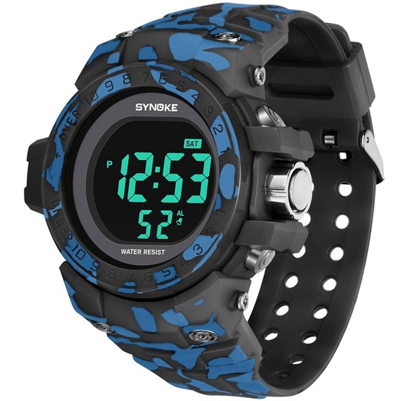 Synoke 9030 Mode Herreur Vandtæt Uge Display Alarm El Light Camouflage Digital Watch