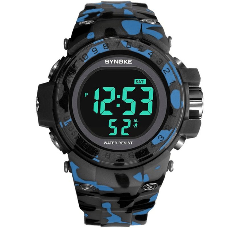 Synoke 9030 Mode Herreur Vandtæt Uge Display Alarm El Light Camouflage Digital Watch