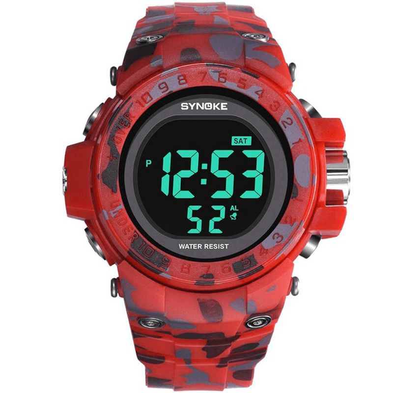 Synoke 9030 Mode Herreur Vandtæt Uge Display Alarm El Light Camouflage Digital Watch