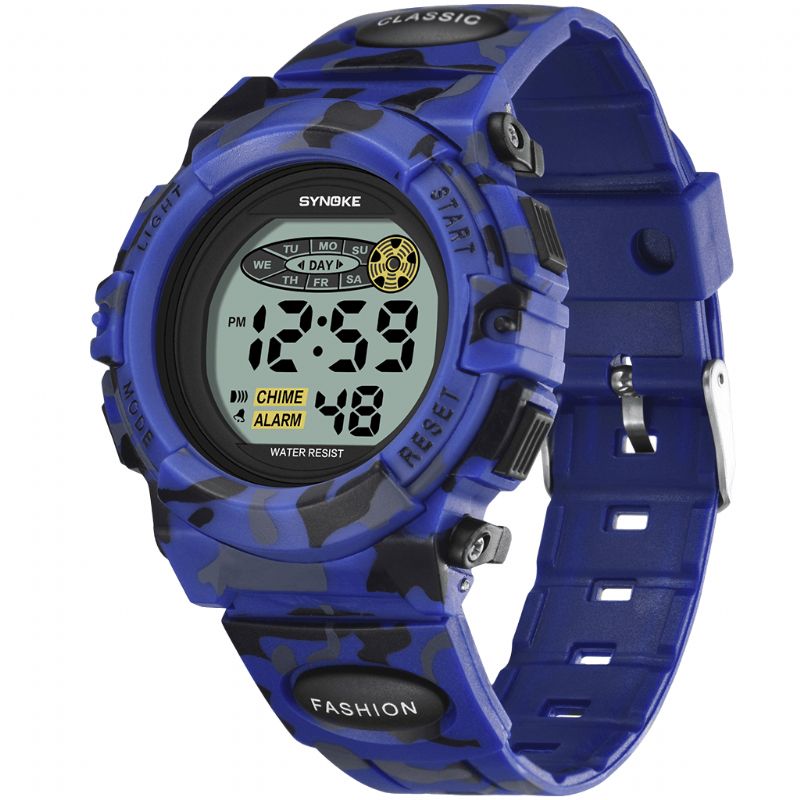 Synoke 9035 Kids Led Farverigt Lysende Camouflage Sport Digital Watch