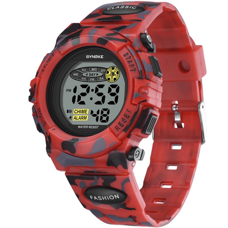 Synoke 9035 Kids Led Farverigt Lysende Camouflage Sport Digital Watch