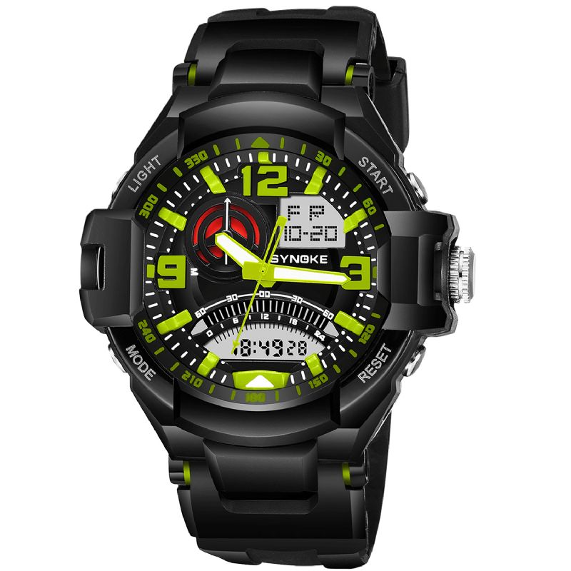 Synoke 9601 Herre Mode Lysende Dual Display Ur Vandtæt Outdoor Sport Digital Watch