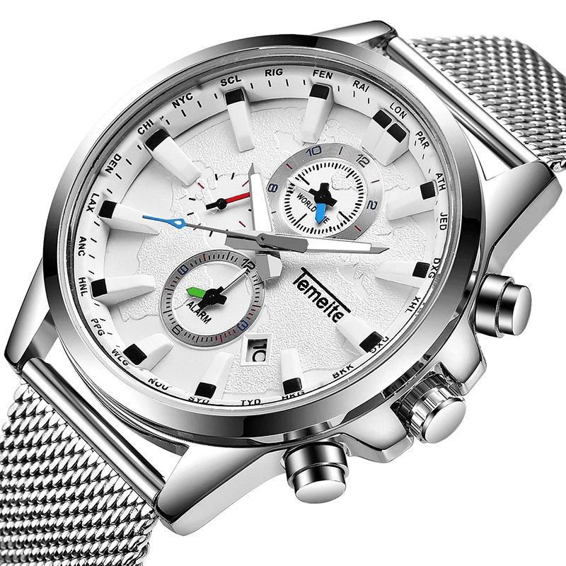 Temeite Mænd Business Watch Chronograph Calendar Mode Casual 3Atm Vandtæt Quartz ur