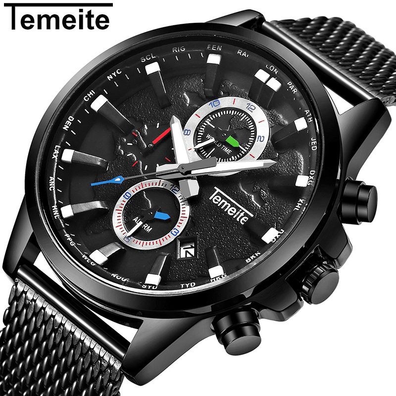 Temeite Mænd Business Watch Chronograph Calendar Mode Casual 3Atm Vandtæt Quartz ur