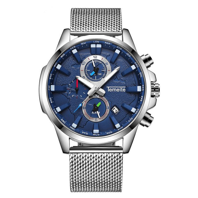 Temeite Mænd Business Watch Chronograph Calendar Mode Casual 3Atm Vandtæt Quartz ur