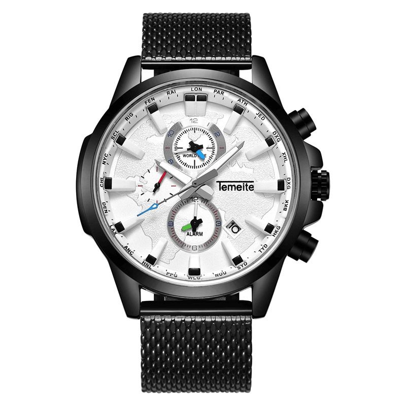 Temeite Mænd Business Watch Chronograph Calendar Mode Casual 3Atm Vandtæt Quartz ur