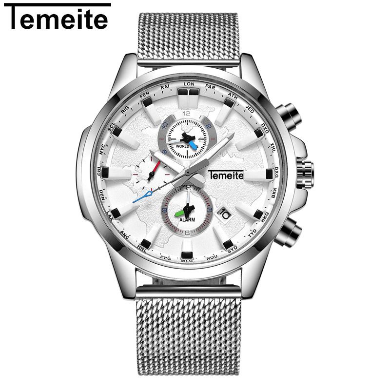 Temeite Mænd Business Watch Chronograph Calendar Mode Casual 3Atm Vandtæt Quartz ur