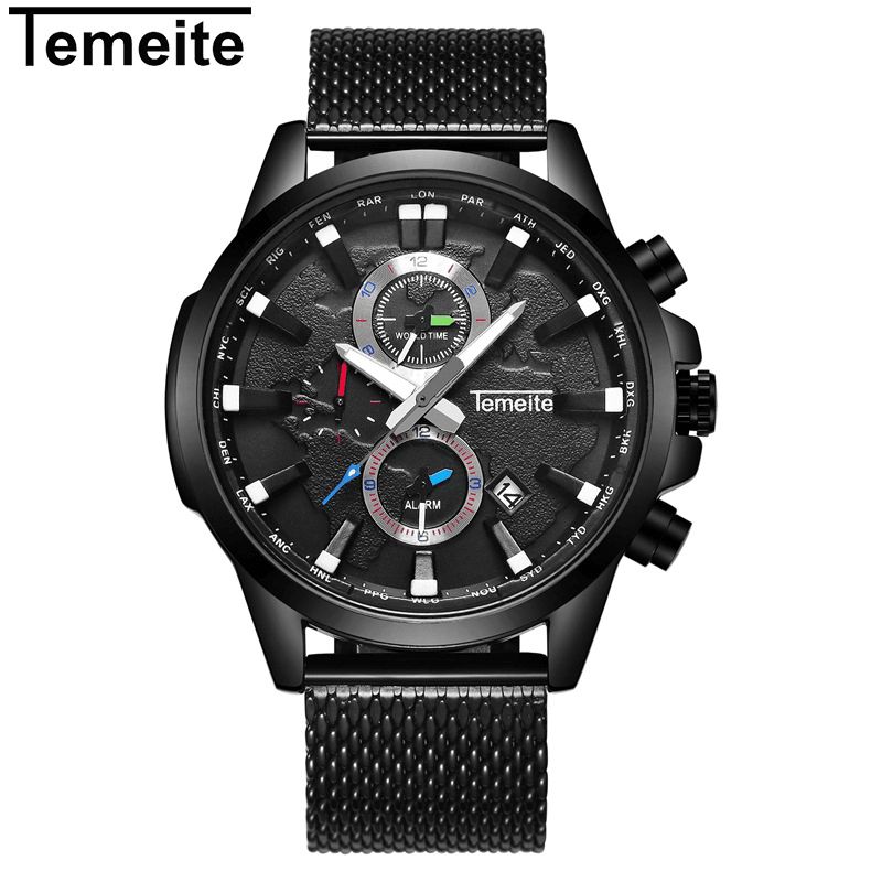 Temeite Mænd Business Watch Chronograph Calendar Mode Casual 3Atm Vandtæt Quartz ur