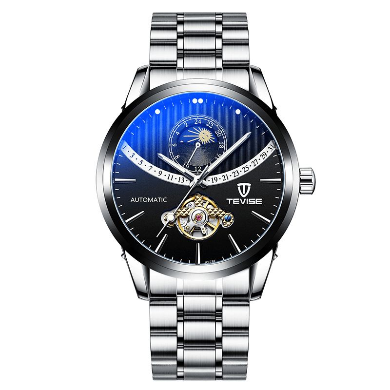 Tevise 8378F Skeleton Dato Display Automatisk Mekanisk Ur Fuldt Stål Herrearmbåndsur