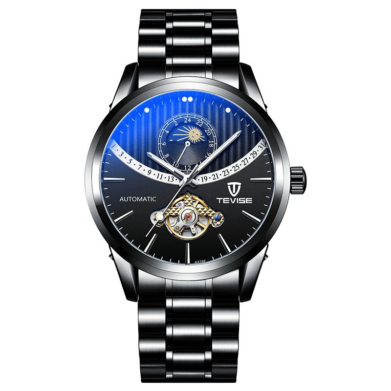 Tevise 8378F Skeleton Dato Display Automatisk Mekanisk Ur Fuldt Stål Herrearmbåndsur