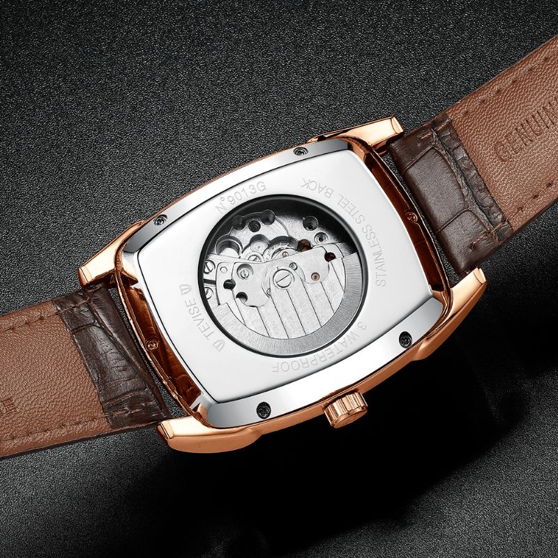 Tevise T802B Business Style Mænd Armbåndsur Moonphase Dato Display Automatisk Mekanisk Ur