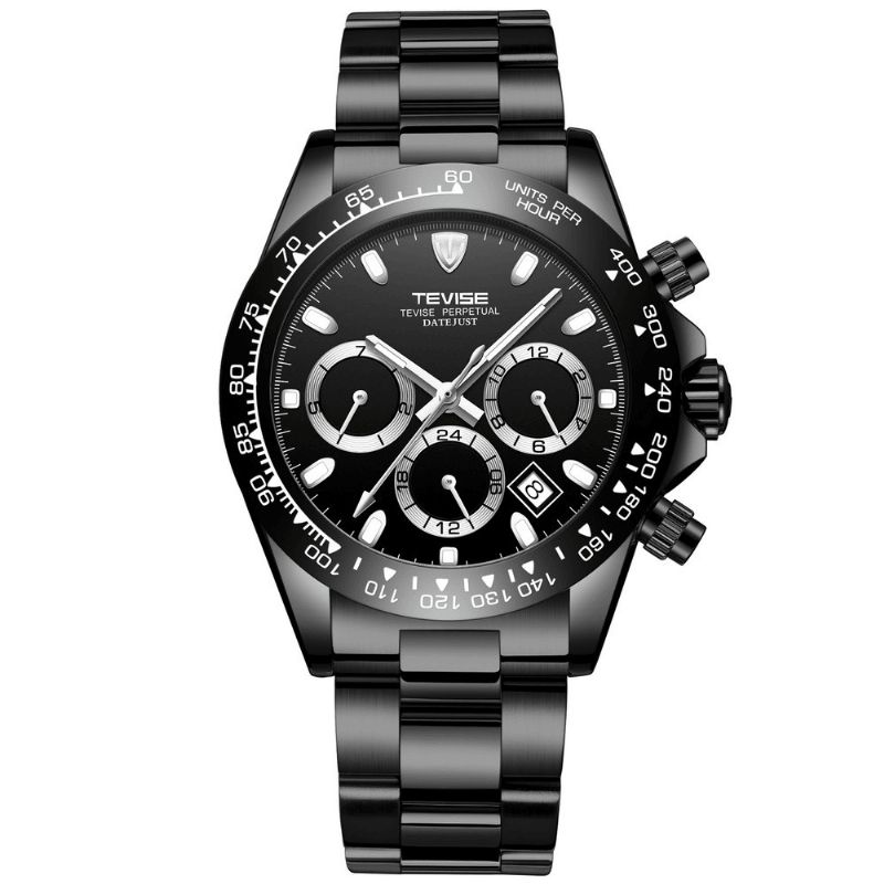 Tevise T822A Lysende Display Business Style Herre Armbåndsur Multifunktion Automatisk Mekanisk Ur