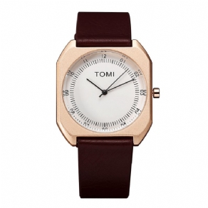 Tomi Mode Herre Watch Ultra Thin Dial Casual Læderrem Quartz ur