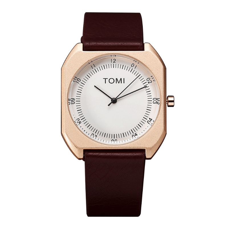 Tomi Mode Herre Watch Ultra Thin Dial Casual Læderrem Quartz ur