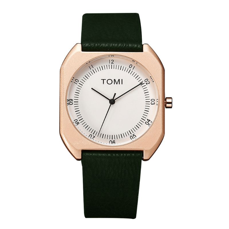 Tomi Mode Herre Watch Ultra Thin Dial Casual Læderrem Quartz ur