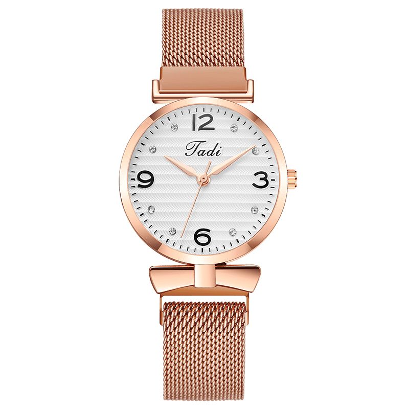 Trendy Simpelt Elegant Design Vilde Kvinder Ure Legering Mesh Band Rose Guld Legering Case Quartz ur