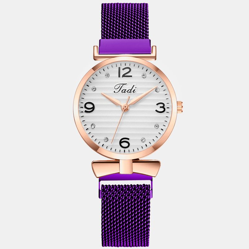 Trendy Simpelt Elegant Design Vilde Kvinder Ure Legering Mesh Band Rose Guld Legering Case Quartz ur