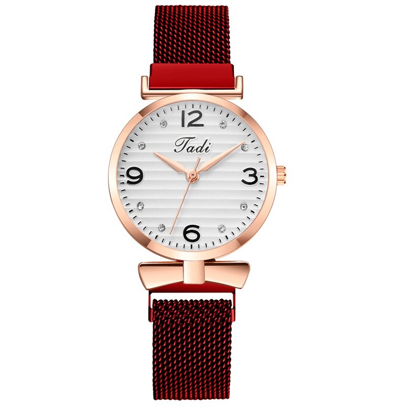 Trendy Simpelt Elegant Design Vilde Kvinder Ure Legering Mesh Band Rose Guld Legering Case Quartz ur