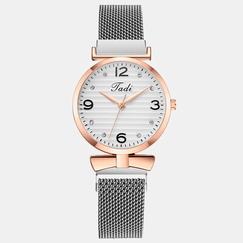 Trendy Simpelt Elegant Design Vilde Kvinder Ure Legering Mesh Band Rose Guld Legering Case Quartz ur