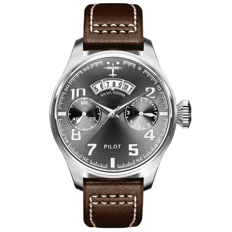 Va Va Voom Va-2092 Dato Display Dekorativ Urskive Herrearmbåndsur Casual Style Quartz Ur