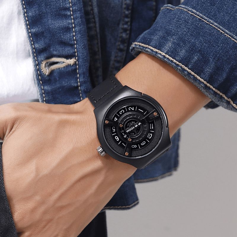 Vava Voom Mode Casual Læderrem 3Atm Vandtæt Mænd Quartz ur Armbåndsur