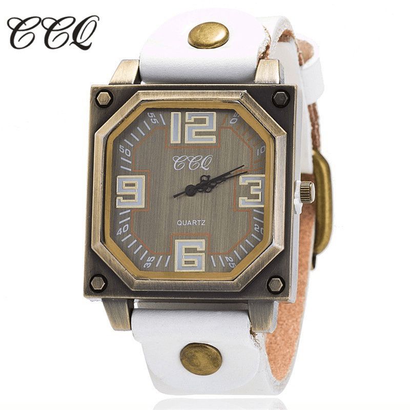 Vintage Casual Square Dial Justerbar Octagon Læderrem Herre Quartz ur Armbåndsur