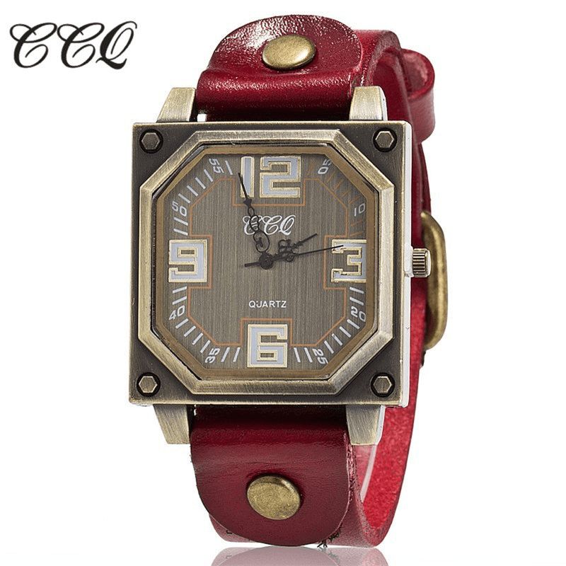 Vintage Casual Square Dial Justerbar Octagon Læderrem Herre Quartz ur Armbåndsur