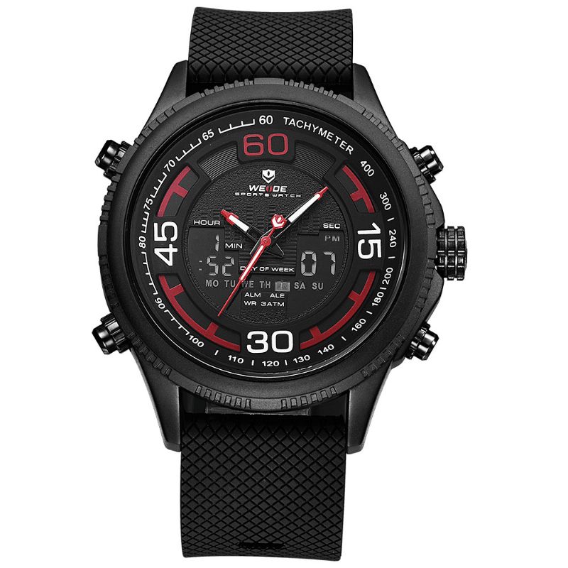 Weide 6306 Dual Display Digital Watch Hyggelig Silikone Strap Alarm Kalender Lysende Sport Ur