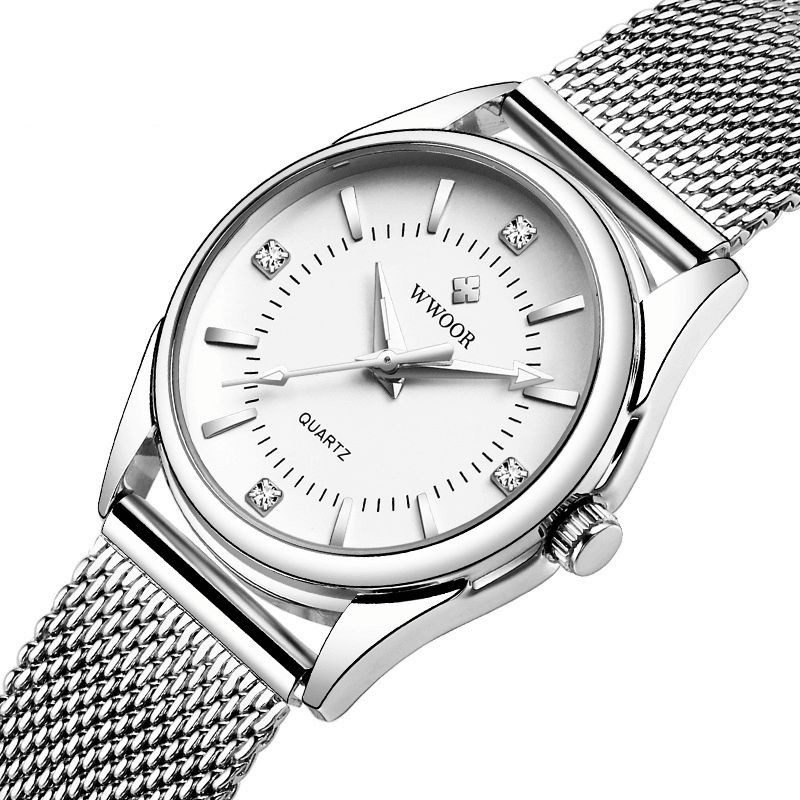 Wwoor 8852 Casual Style Damearmbåndsur Small Dial Display Fuldt Stål Quartz ur