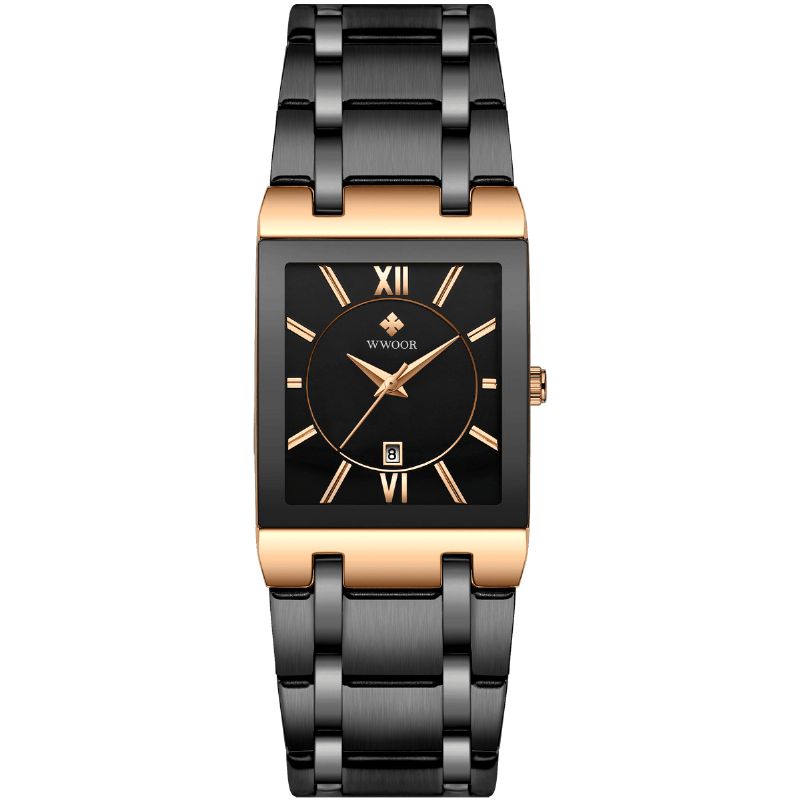 Wwoor 8858 Vandtæt Fuldt Stål Business Style Mænd Watch Dato Display Quartz ur