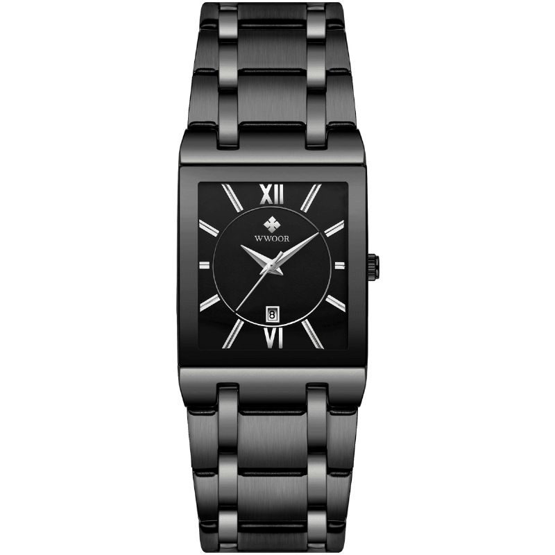 Wwoor 8858 Vandtæt Fuldt Stål Business Style Mænd Watch Dato Display Quartz ur