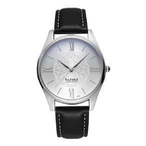 Yazole 376 Mode Simple Dial Læderrem Herreur Quartz ur