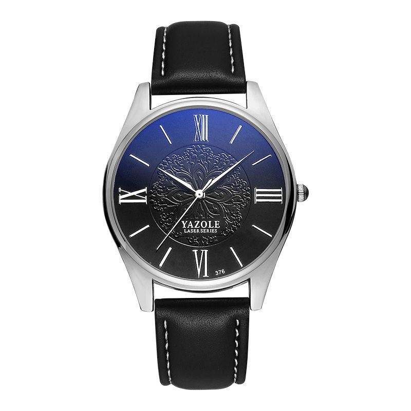 Yazole 376 Mode Simple Dial Læderrem Herreur Quartz ur