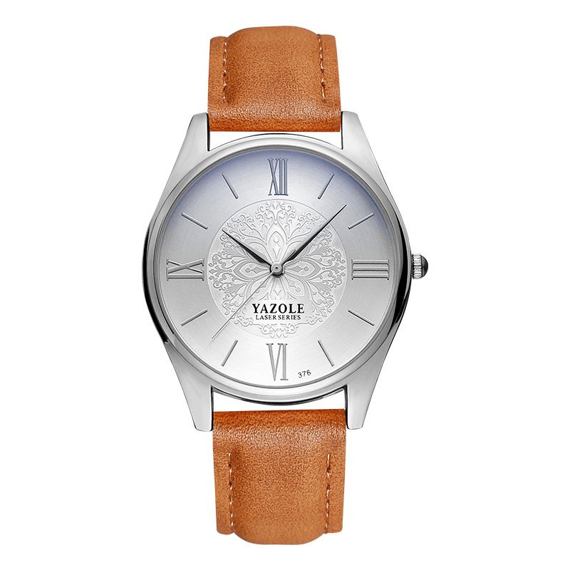 Yazole 376 Mode Simple Dial Læderrem Herreur Quartz ur