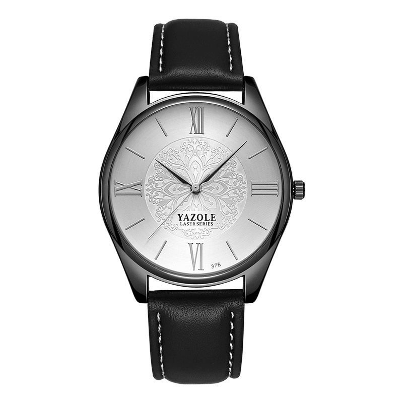 Yazole 376 Mode Simple Dial Læderrem Herreur Quartz ur