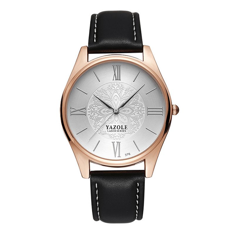 Yazole 376 Mode Simple Dial Læderrem Herreur Quartz ur