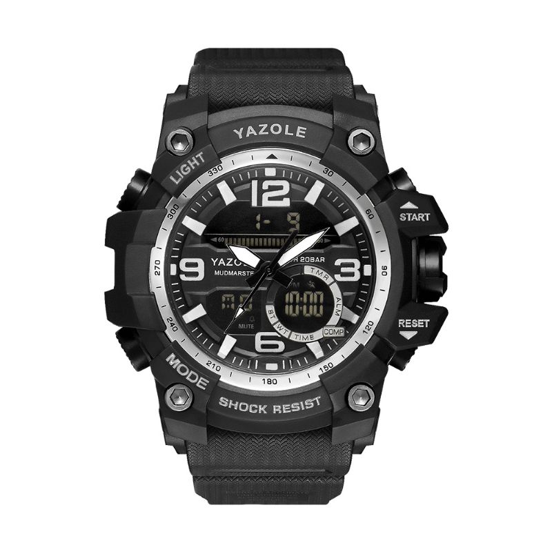 Yazole 481 482 Sport Stopur Timing Kalender Uge Lysende Dual Display Digital Watch