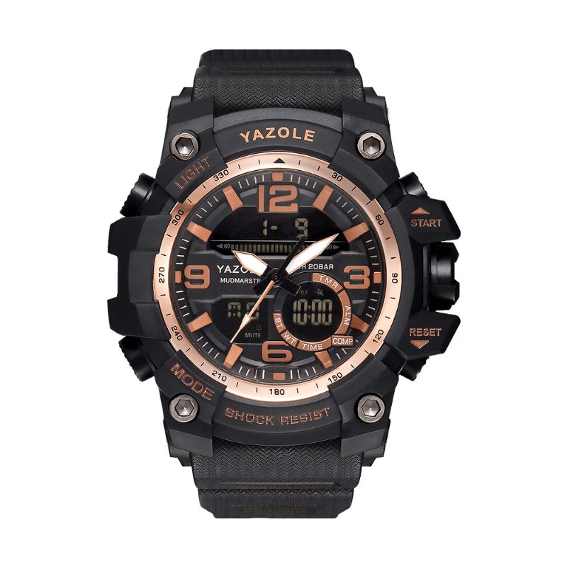 Yazole 481 482 Sport Stopur Timing Kalender Uge Lysende Dual Display Digital Watch