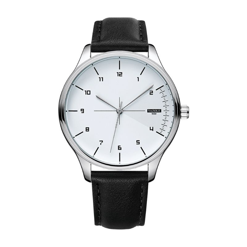 Yazole 502 Mænd Klassisk Læderrem Simple Mode Dial Business Style Quartz ur