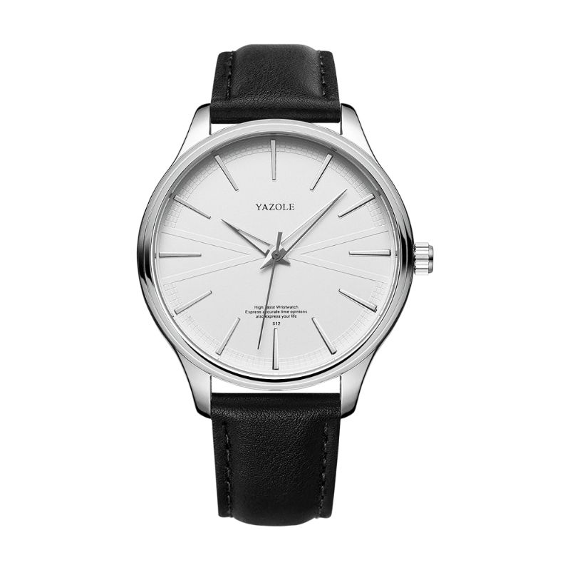 Yazole 512 Business Style Simple Dial Clean Lines Læderrem Herre Quartz ur