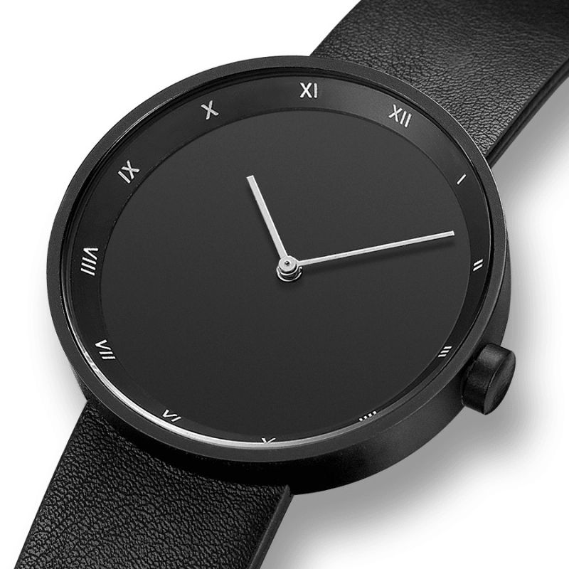 Yazole 521 Simple Dial Mode Style Læderrem Herreur Quartz ur