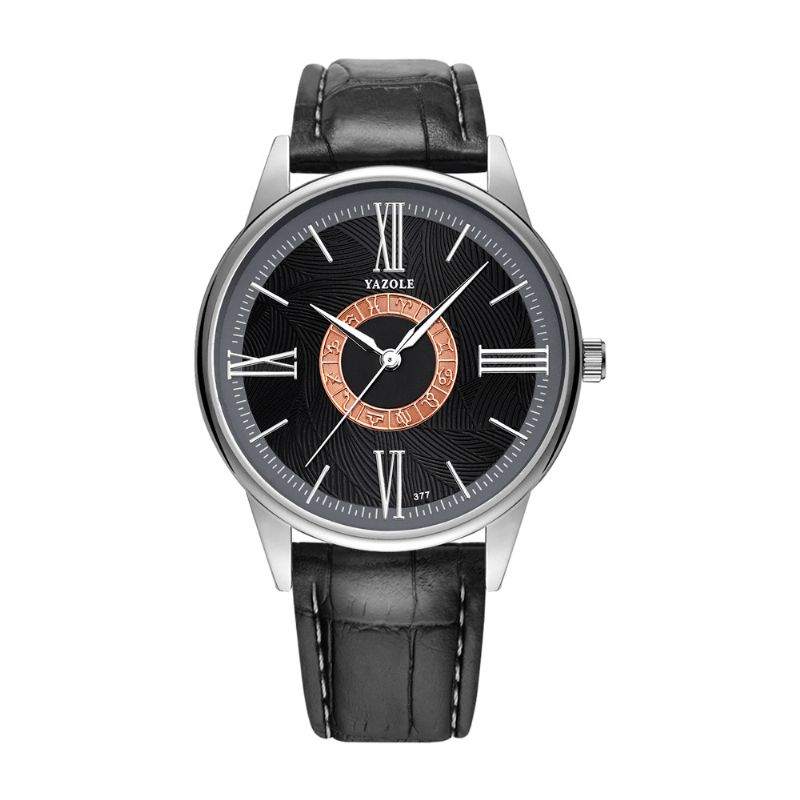 Yazole Business Herre Watch Læder Band Constellation Icons Vandtæt Quartz ur