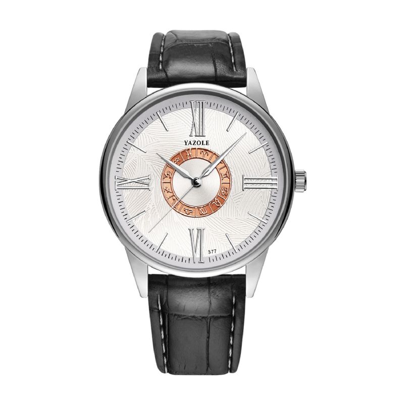 Yazole Business Herre Watch Læder Band Constellation Icons Vandtæt Quartz ur