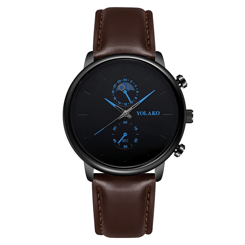 Yolako A0540 Masculino Mode Style Vandtæt Mænd Læderrem Quartz ur