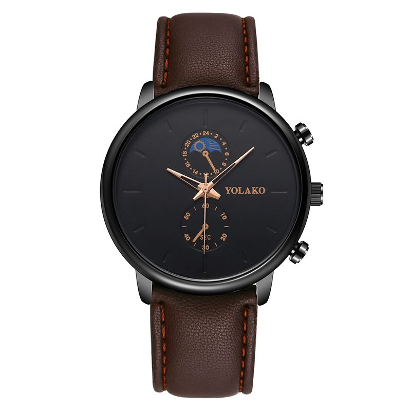 Yolako A0540 Masculino Mode Style Vandtæt Mænd Læderrem Quartz ur