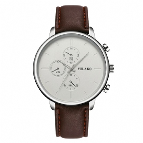 Yolako Casual Style Læderrem Fahsion Herre Business Watch Quartz ur