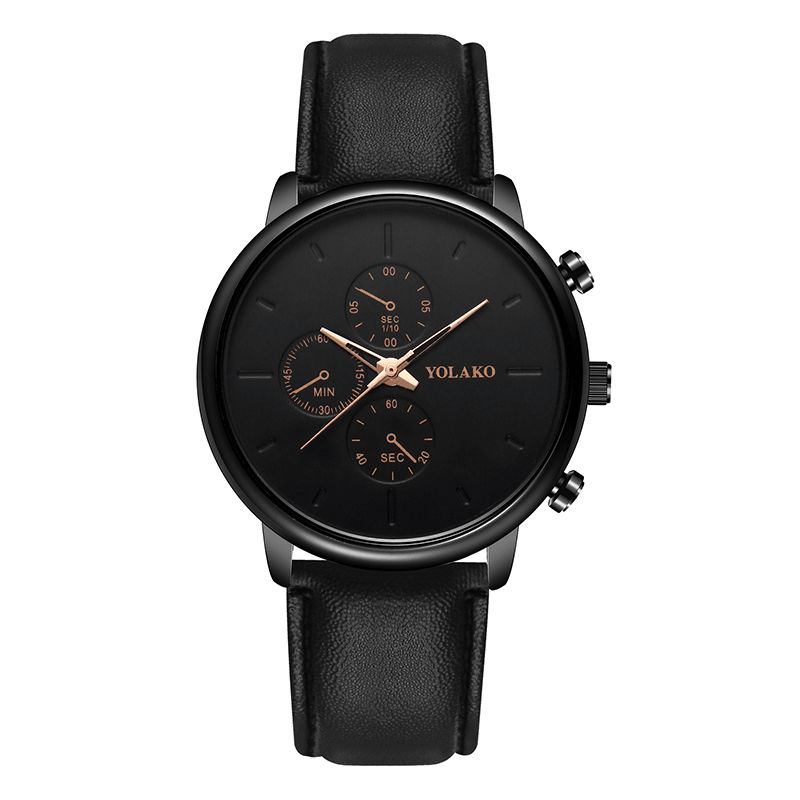 Yolako Casual Style Læderrem Fahsion Herre Business Watch Quartz ur