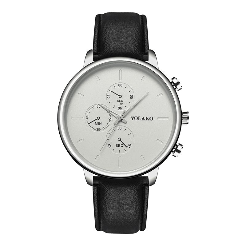 Yolako Casual Style Læderrem Fahsion Herre Business Watch Quartz ur