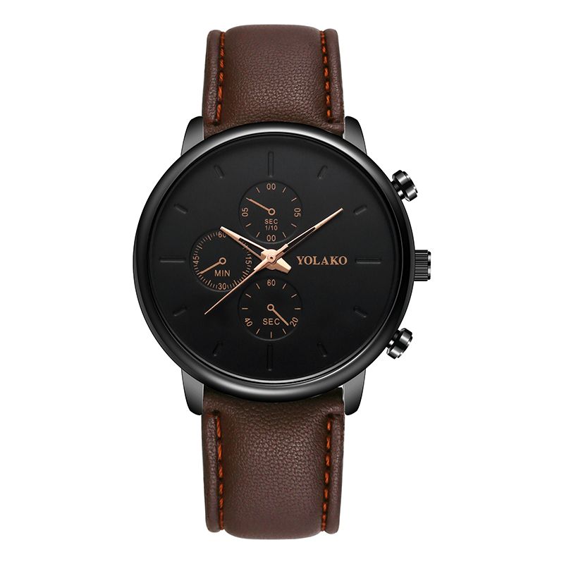 Yolako Casual Style Læderrem Fahsion Herre Business Watch Quartz ur