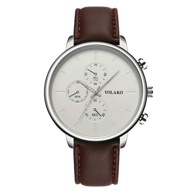 Yolako Casual Style Læderrem Fahsion Herre Business Watch Quartz ur